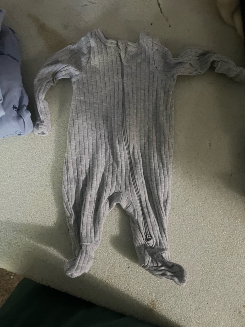 Gerber Gray Ribbed Zipper Footed Baby One-Piece